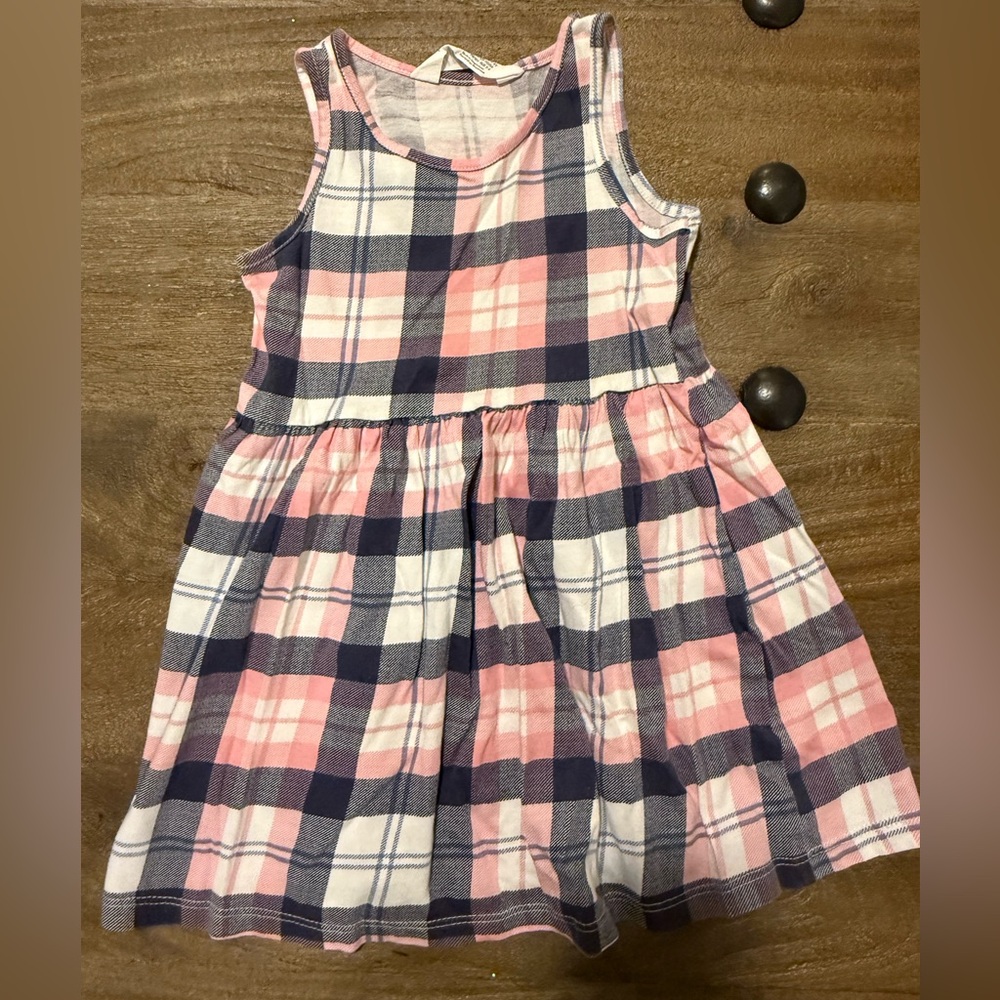 H&M Pink and Navy Checkered Kids Dress